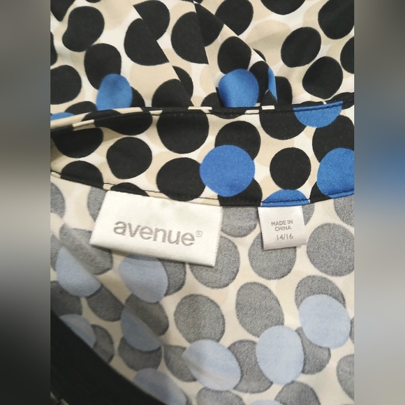 Avenue Black and Blue Polka Dot Blouse - Picture 7 of 8